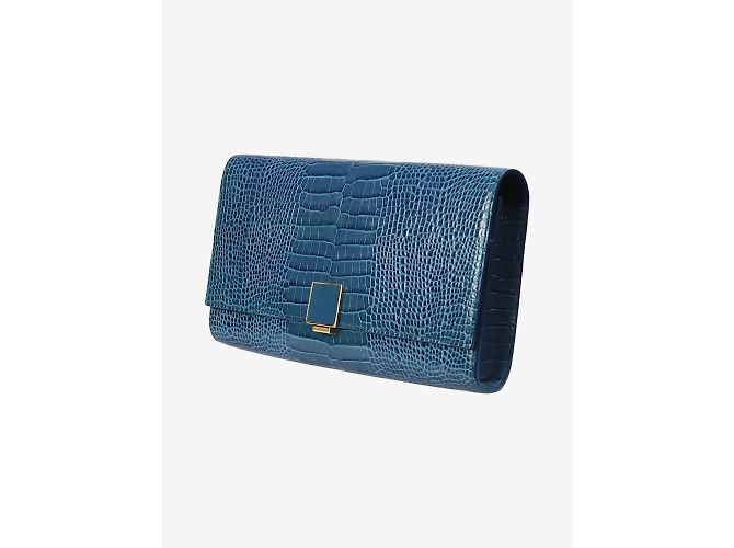 Smythson Clutch de viagem em pele de crocodilo azul - vista 2