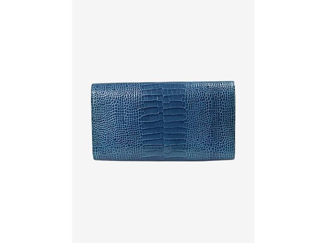 Smythson Clutch de viagem em pele de crocodilo azul - vista 3