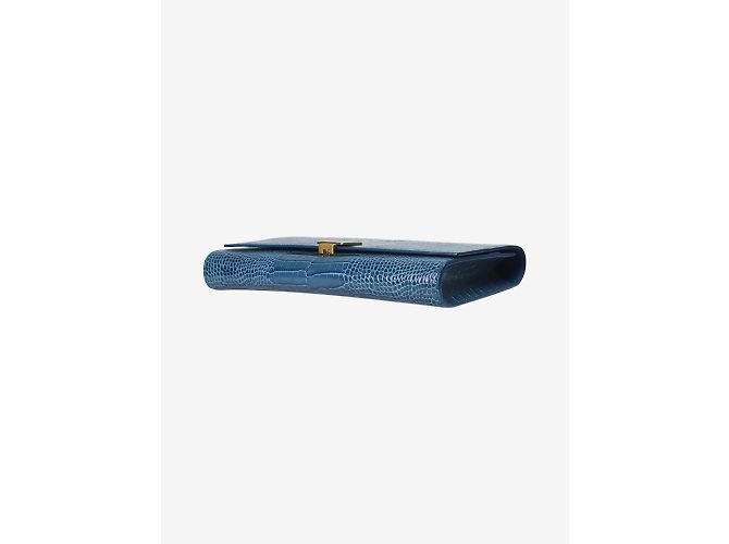 Smythson Clutch de viagem em pele de crocodilo azul - vista 4