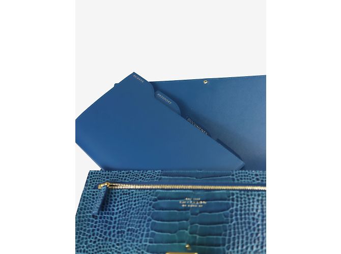 Smythson Clutch de viagem em pele de crocodilo azul - vista 7