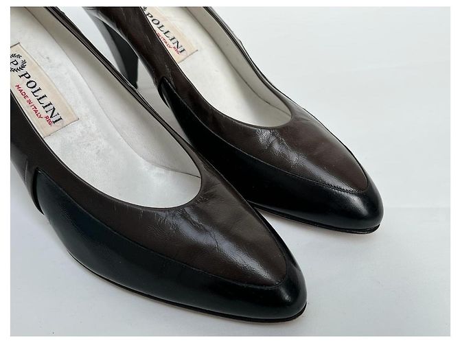 Saltos Pollini de couro marrom preto tamanho 41 - vista 2