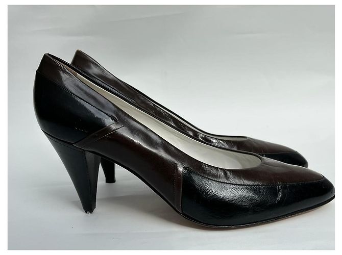 Saltos Pollini de couro marrom preto tamanho 41 - vista 3