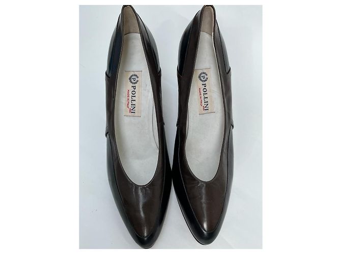 Saltos Pollini de couro marrom preto tamanho 41 - vista 6