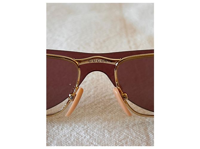 Occhiali da sole Gucci Flip Up Rosa e Oro Metallo D'oro - vista 3