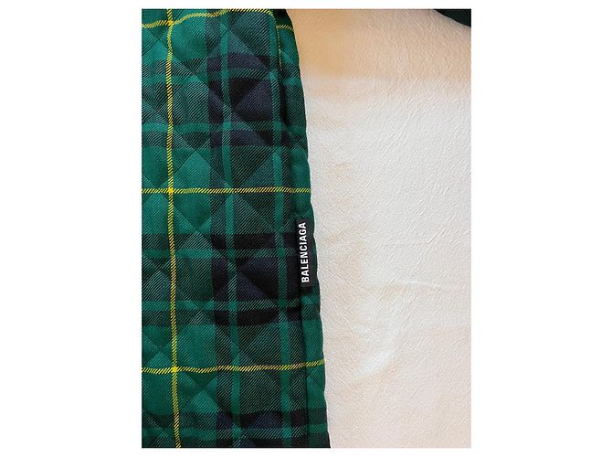 Sobrecamisa Balenciaga Acolchoada Xadrez Verde de Lã - vista 13