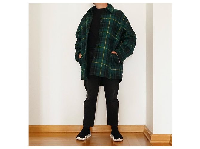 Sobrecamisa Balenciaga Acolchoada Xadrez Verde de Lã - vista 4