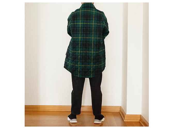 Sobrecamisa Balenciaga Acolchoada Xadrez Verde de Lã - vista 5