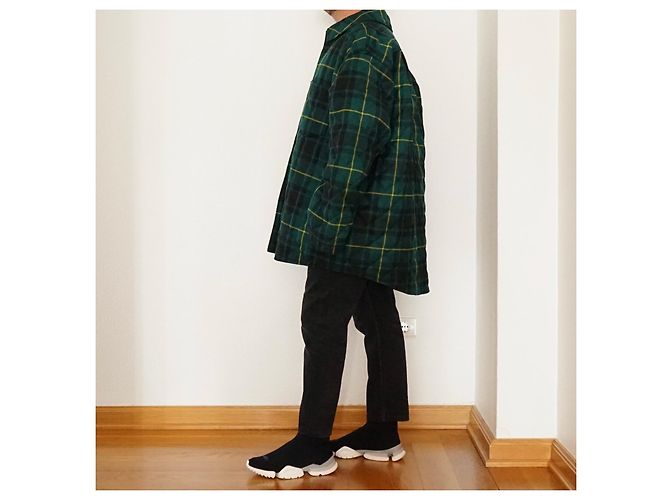 Sobrecamisa Balenciaga Acolchoada Xadrez Verde de Lã - vista 6
