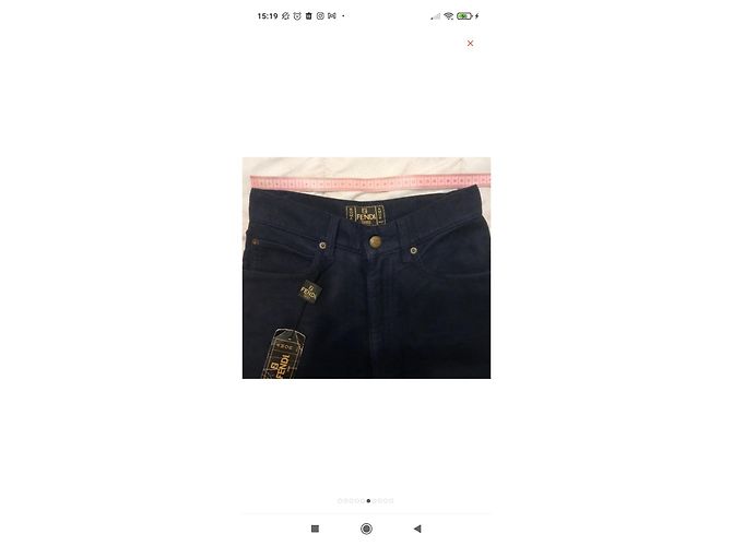Fendi AMOR Hose mit hoher Taille blau aus Baumwolle - Ansicht 10
