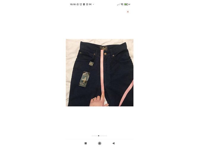 Fendi AMOR Hose mit hoher Taille blau aus Baumwolle - Ansicht 11