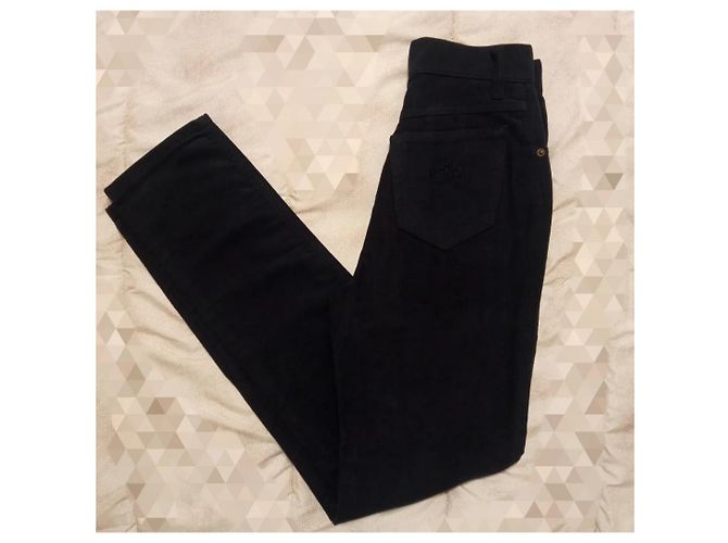 Fendi AMOR Hose mit hoher Taille blau aus Baumwolle - Ansicht 4
