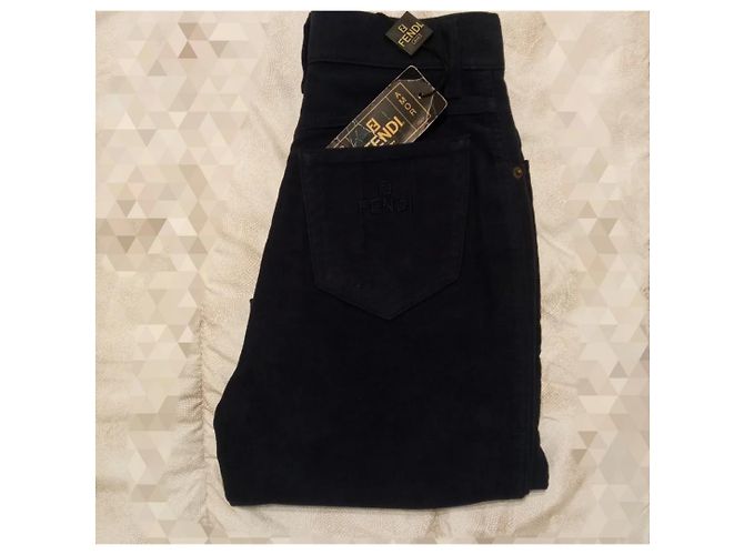 Fendi AMOR Hose mit hoher Taille blau aus Baumwolle - Ansicht 6