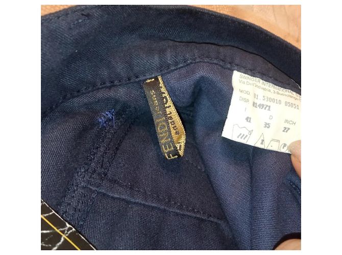 Fendi AMOR Hose mit hoher Taille blau aus Baumwolle - Ansicht 7