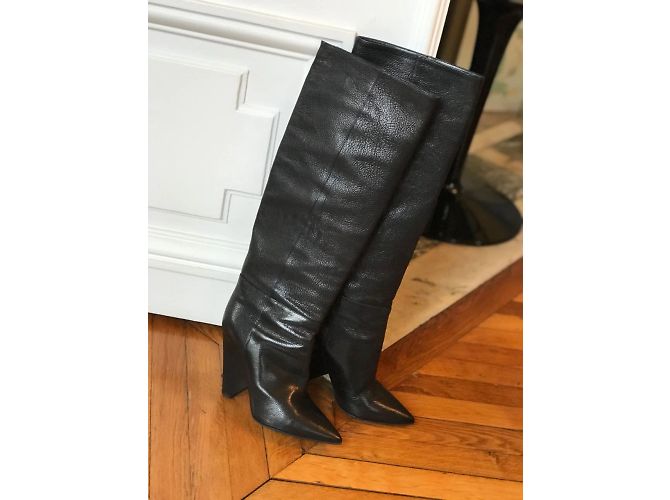 Botas SAINT LAURENT T.EU 36.5 Cuero Negro - vista 2