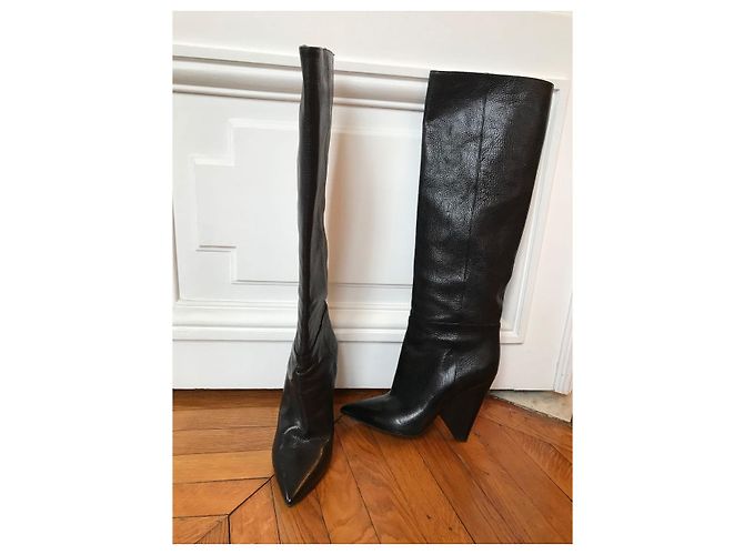 Botas SAINT LAURENT T.EU 36.5 Cuero Negro - vista 4