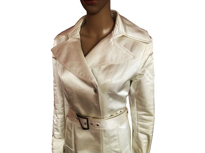 Autre Marque NO FIRMA / UNSIGNED Abrigos T.fr 40 Algodón Blanco - vista 3