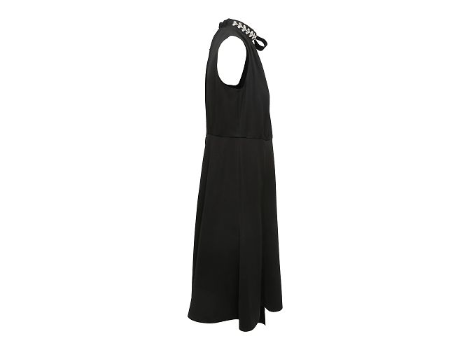 Bow Prada Negra 2018 Vestido Enfeitado com Cristal Tamanho EUA M/eu - vista 2