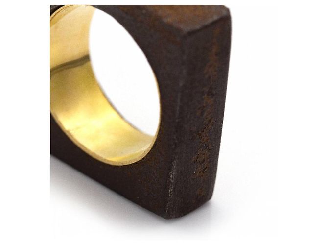 Autre Marque Anello IRON Oro giallo e Perla Barocca. Marrone scuro - vista 7