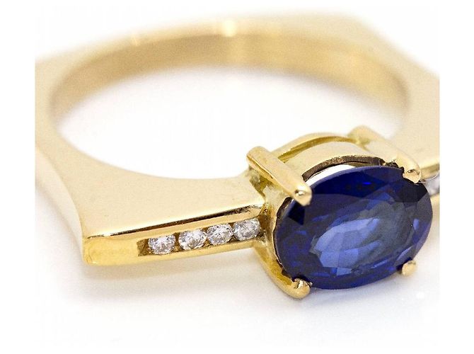 Autre Marque Anello KLASH in oro, zaffiro e diamanti. D'oro Blu navy - vista 5