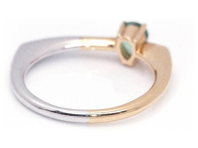 Autre Marque Zweifarbiger, flacher Ring aus Gold und Smaragd. Silber Golden Grün - Ansicht 4