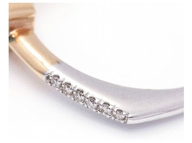 Autre Marque Zweifarbiger, flacher Ring aus Gold und Smaragd. Silber Golden Grün - Ansicht 7
