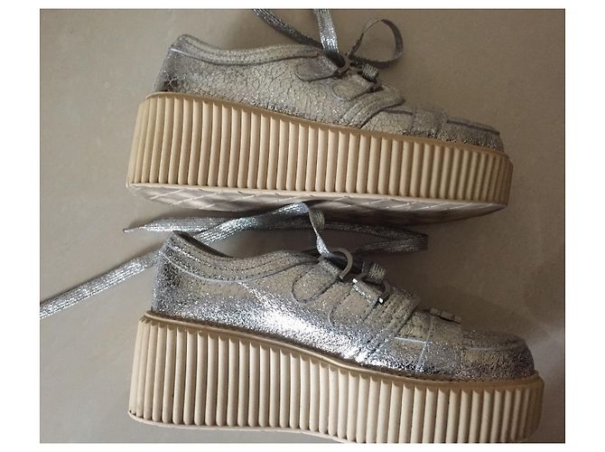 Chanel Creepers in pelle metallizzata argento Silver hardware - vista 6