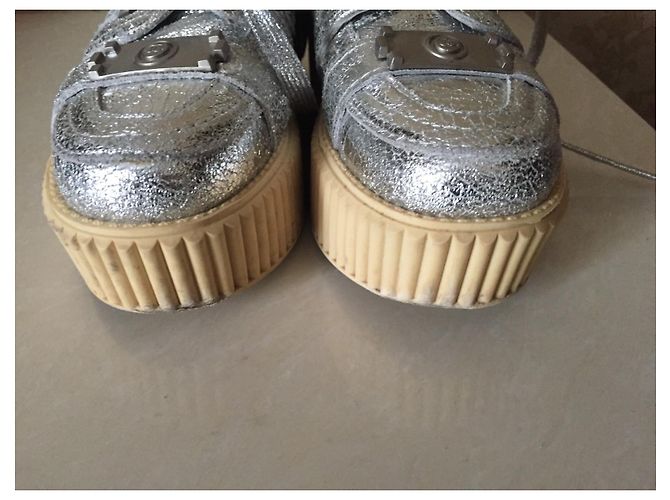 Chanel Creepers in pelle metallizzata argento Silver hardware - vista 7