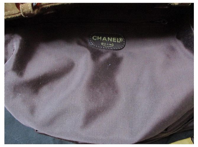 Chanel Tabakfarbene Samttasche aus Leder. Kastanie - Ansicht 7
