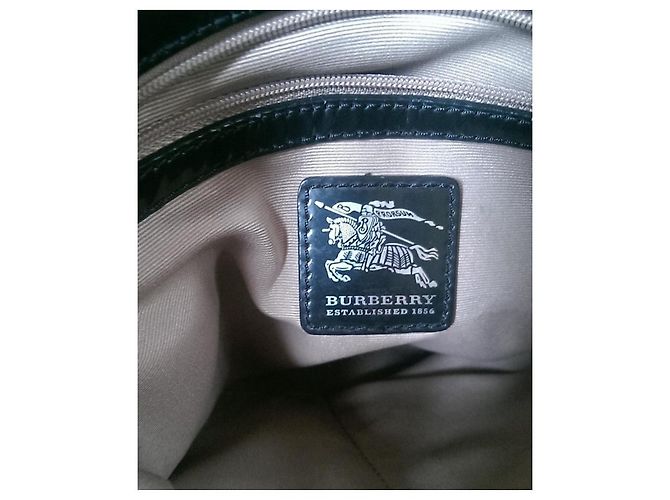 Borsa a tracolla Burberry Supernova in tela marrone e pelle verniciata nera Nero - vista 3
