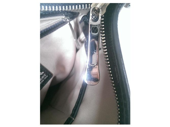 Borsa a tracolla Burberry Supernova in tela marrone e pelle verniciata nera Nero - vista 4