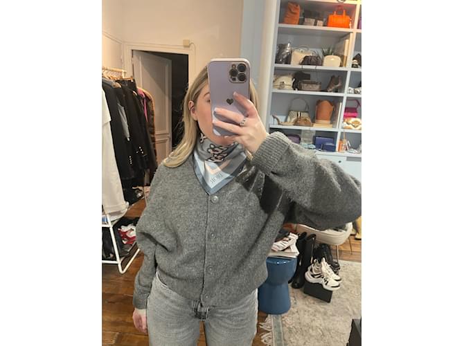 Fazzoletto di seta DIOR T. Seta Grigio - vista 3