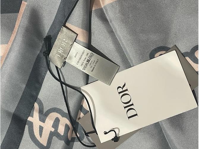 Fazzoletto di seta DIOR T. Seta Grigio - vista 5