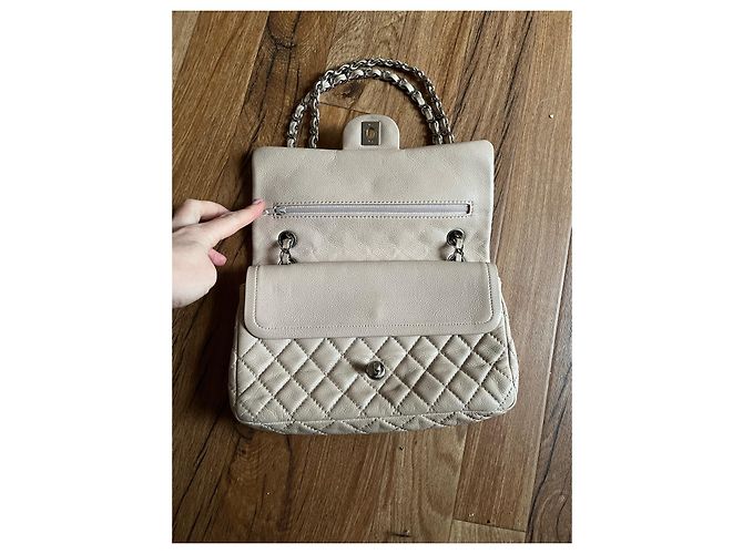 Borsa Chanel in pelle beige - vista 6