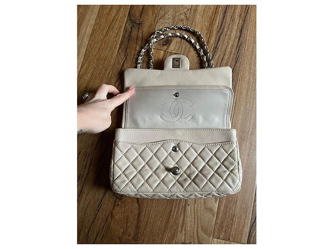 Borsa Chanel in pelle beige - vista 7