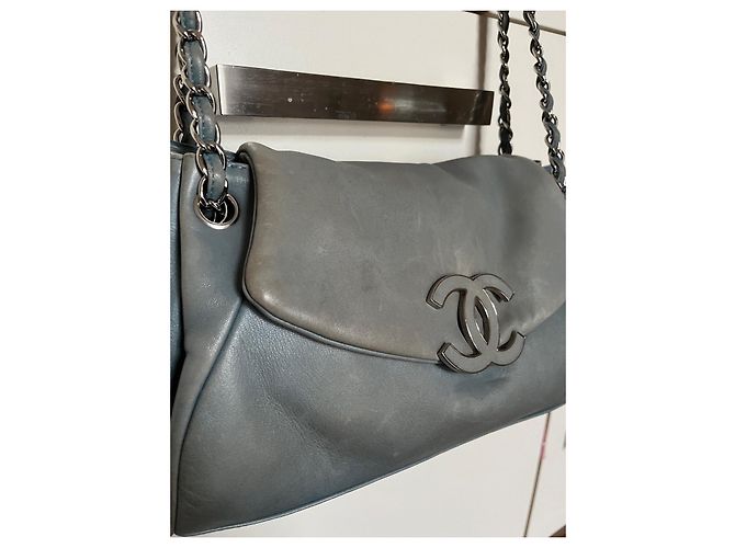 Borsa Chanel blu in pelle - vista 11