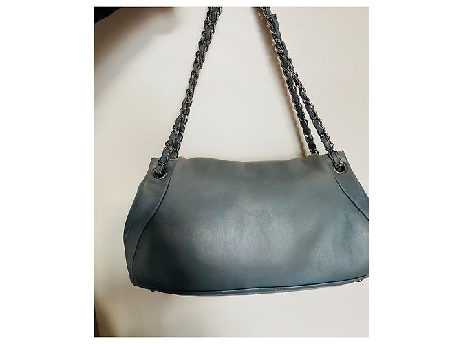 Borsa Chanel blu in pelle - vista 12