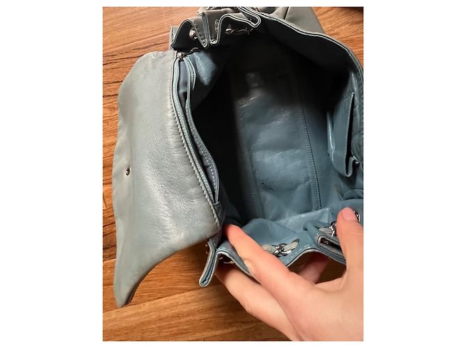 Borsa Chanel blu in pelle - vista 5