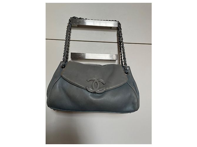 Borsa Chanel blu in pelle - vista 7