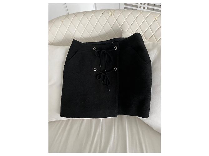 Minifalda Chanel de tweed de algodón negra Negro - vista 3