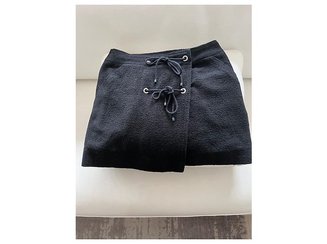 Minifalda Chanel de tweed de algodón negra Negro - vista 4