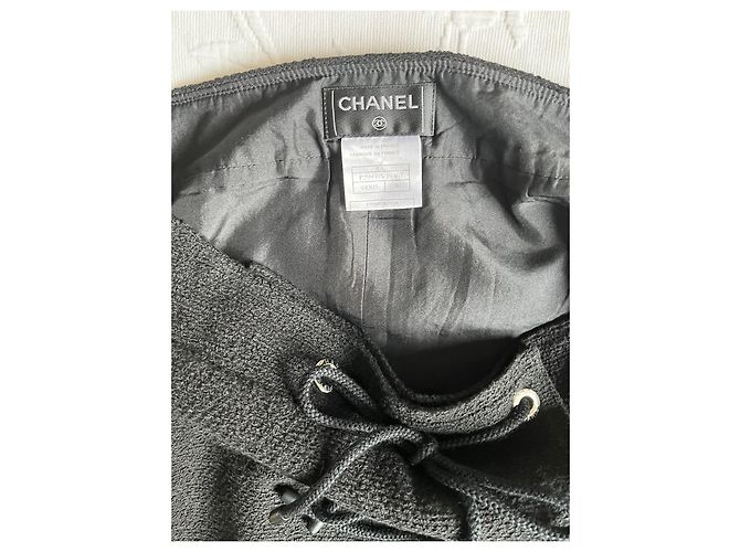 Minifalda Chanel de tweed de algodón negra Negro - vista 5