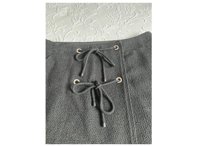 Minifalda Chanel de tweed de algodón negra Negro - vista 8