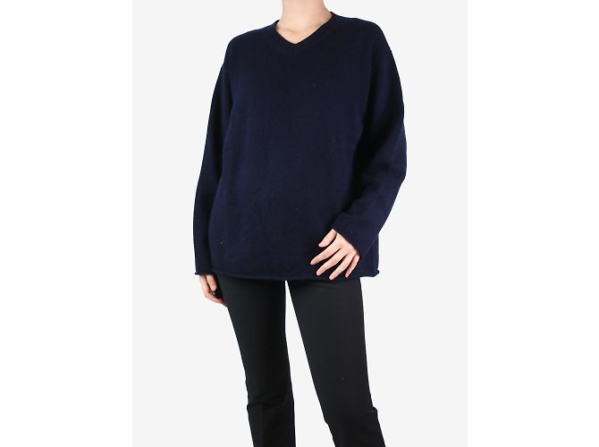 Sofie d'Hoore Marineblauer Pullover mit V-Ausschnitt – Größe S - Ansicht 2