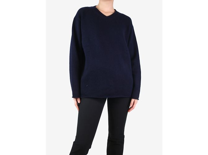 Sofie d'Hoore Marineblauer Pullover mit V-Ausschnitt – Größe S - Ansicht 4