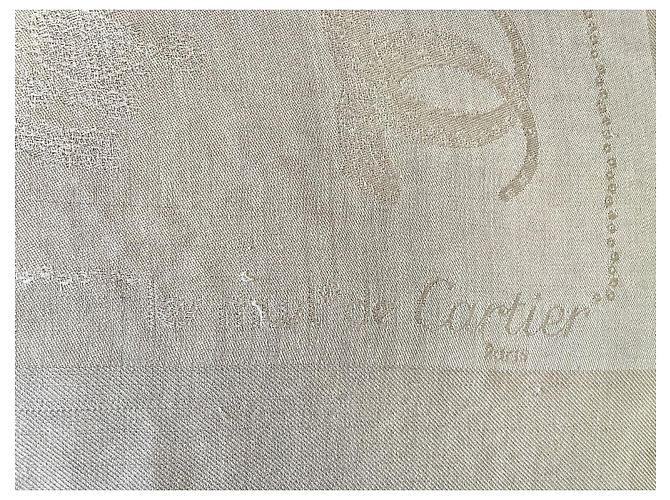 scialle dorato oversize quadrato Monogram Cartier Panthère Ivory Bianco sporco - vista 7
