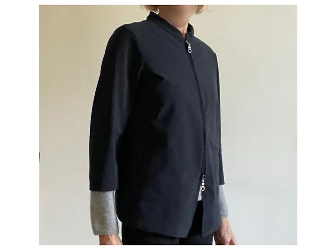 Marithé et François Girbaud M+F girbaud black zipped jacket, T mandarin collar. 40 - vintage - view 7