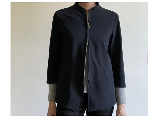 Marithé et François Girbaud M+F girbaud black zipped jacket, T mandarin collar. 40 - vintage - view 8