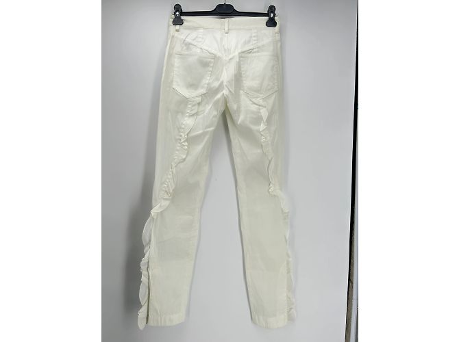 Pantalones Louis Vuitton T.FR 36 Algodón Blanco - vista 2