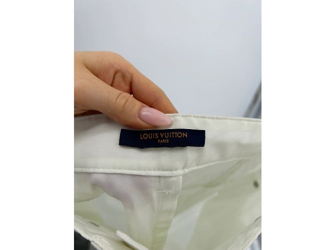 Pantalones Louis Vuitton T.FR 36 Algodón Blanco - vista 3