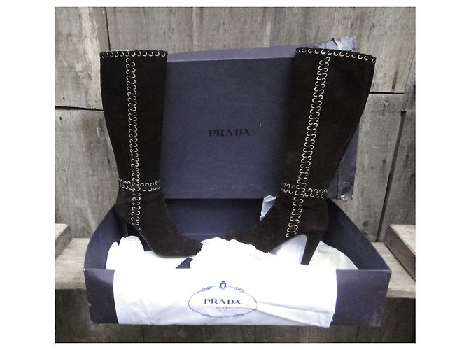 botas Prada de gamuza marrón oscuro talla 39 - vista 3